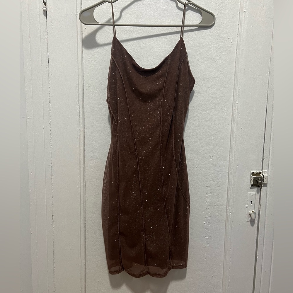 Lovely Day Mocha Glitter Dress